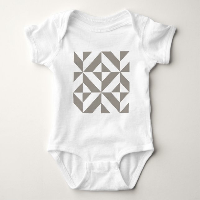 Silver Gray Geometric Deko Cube Pattern Baby Strampler (Vorderseite)