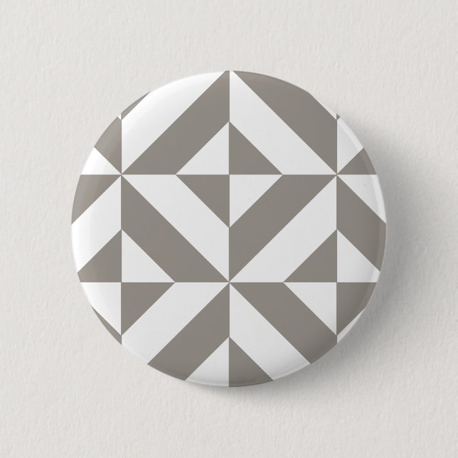 Silver Gray Geometric Deko Cube Pattern Button (Vorderseite)