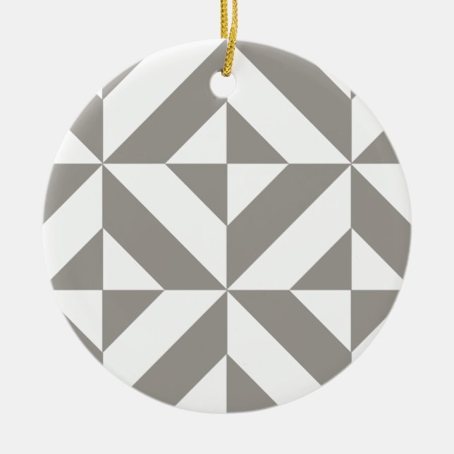 Silver Gray Geometric Deko Cube Pattern Keramikornament (Vorne)