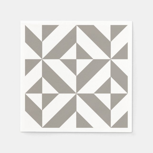 Silver Gray Geometric Deko Cube Pattern Serviette (Vorderseite)
