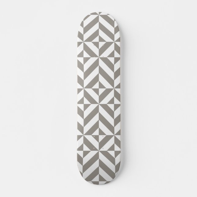 Silver Gray Geometric Deko Cube Pattern Skateboard (Vorne)