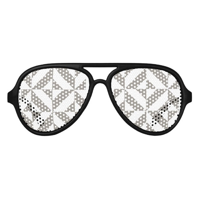 Silver Gray Geometric Deko Cube Pattern Sonnenbrille (Vorderseite)