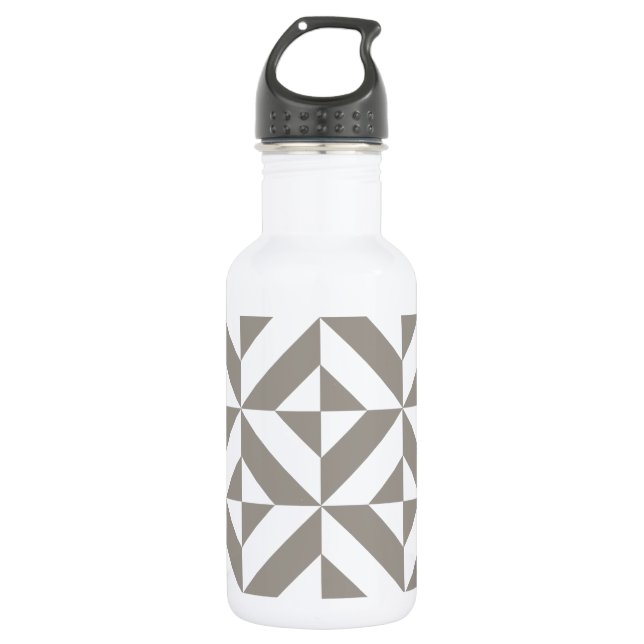 Silver Gray Geometric Deko Cube Pattern Trinkflasche (Vorderseite)
