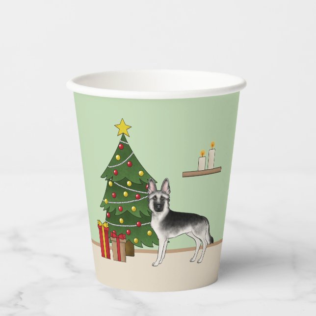 Silver Gray German Shepherd Weihnachtsbaum Pappbecher (Vorderseite)