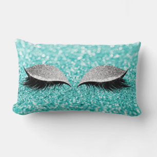 Silver Gray Glitzer Black Glam Makeup Tiffany Aqua Lendenkissen