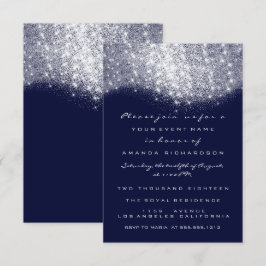 Silver Gray Glitzer Blue Navy förmliche Einladung