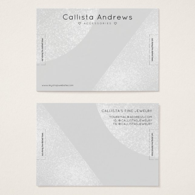 Silver Gray Glitzer Geo Heart Bracelet Display (Vorne & Hinten)