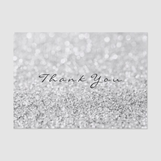 Silver Gray Glitzer Metallic Vielen Dank Seidenpapier (Vorderseite)