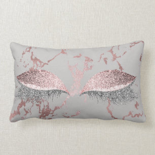 Silver Gray Glitzer Rose Gold Pink Makeup Marmor Lendenkissen