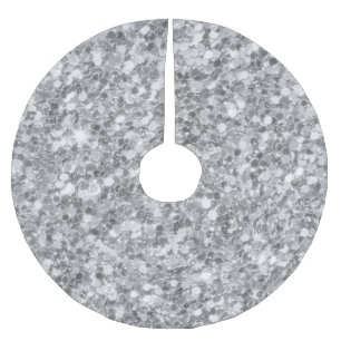 Silver Gray Glitzer Tree Skirt Polyester Weihnachtsbaumdecke