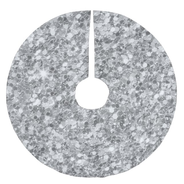 Silver Gray Glitzer Tree Skirt Polyester Weihnachtsbaumdecke (Vorderseite)