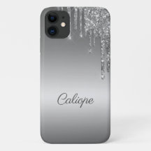 Silver Gray Glitzer Tropfen Ombre Personalisiert