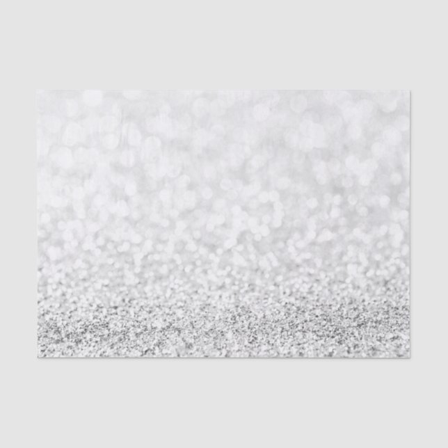 Silver Gray Glitzer White Delicate Gefallen Seidenpapier (Vorderseite)