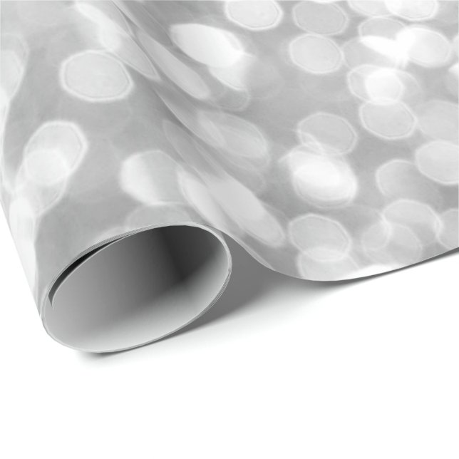 Silver Gray Glitzer White Hübsch Bokeh Geschenkpapier (Rolleneckpunkt)