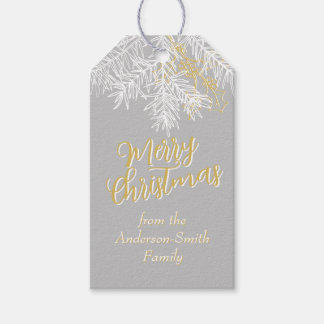 Silver Gray Gold Chic Elegante Weihnachten Botanis Geschenkanhänger