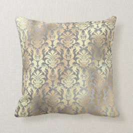 Silver Gray Gold Damask Antonietta Champaigne Kissen