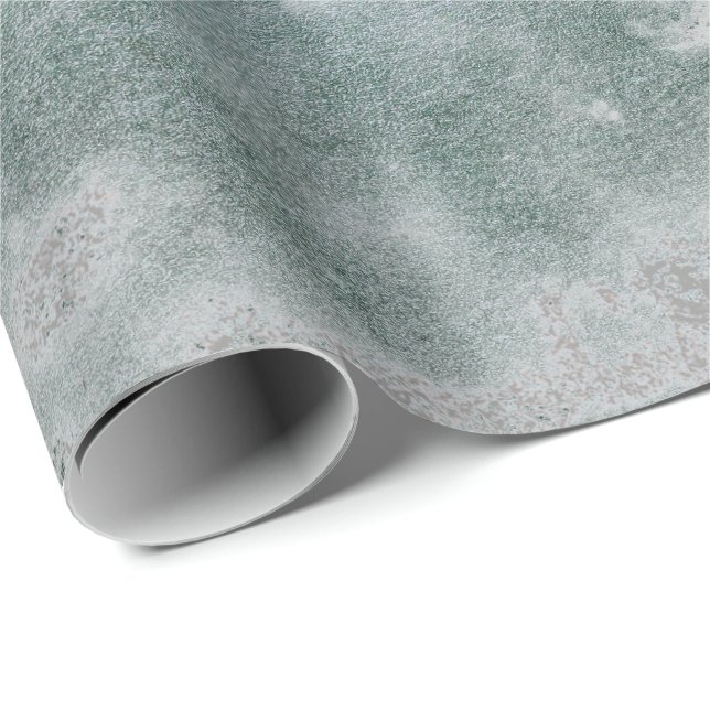 Silver Gray Grungy Marble Stone Aquamarin Green VI Geschenkpapier (Rolleneckpunkt)