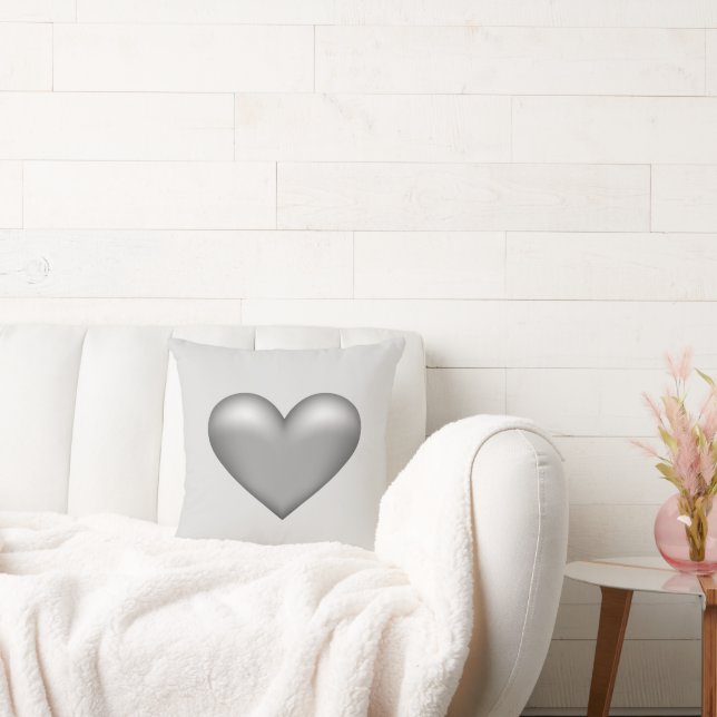 Silver Gray Heart Illustration Kissen (Liege)