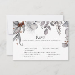 Silver Gray Holly Pine Eukalyptus Rust Berries RSVP Karte