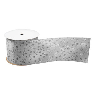 Silver Gray Imitate Glitzer Cheetah Spots Satinband