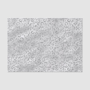 Silver Gray Imitate Glitzer Leopard Print Seidenpapier
