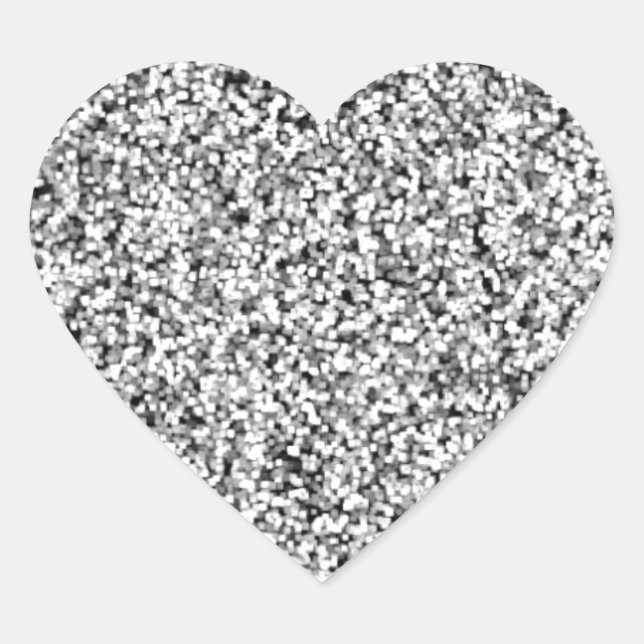 Silver Gray Imitats Glitzer Herz-Aufkleber (Vorderseite)