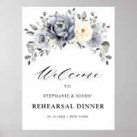 Silver Gray Ivory Floral Probe Dinner Willkommen
