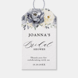 Silver Gray Ivory Floral Winter Boho Brautparty Geschenkanhänger