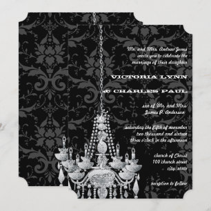 Silver & Gray Kronleuchter Viktorianisch Damask We Einladung