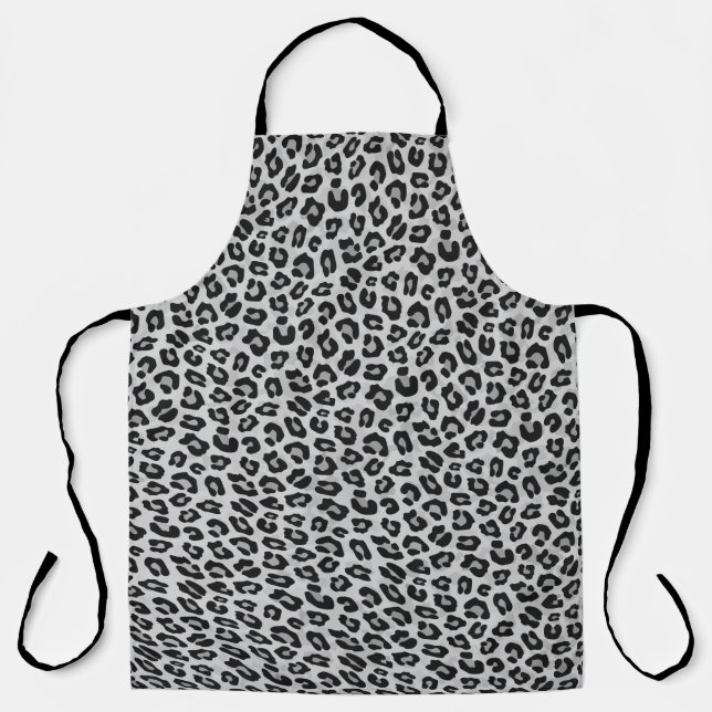 Silver Gray Leopard Tierische Druckküche Schürze (Vorderseite)