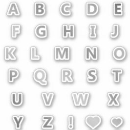 Silver Gray Letters Monogram Sticker Pack Alphabet