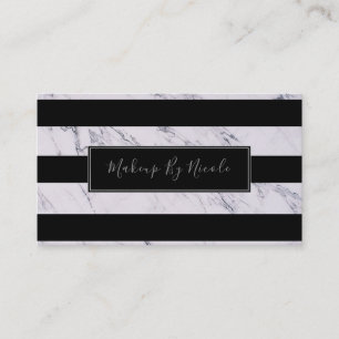Silver Gray Marmor Black Stripes Chic Modern Glam Visitenkarte