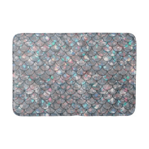 Silver Gray Mermaid Fischskalen Holographisch Badematte