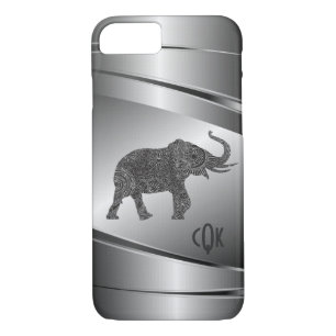 Silver Gray Metallic Floral Elephant title_seo2