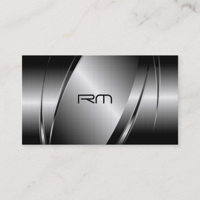 Silver Gray Metallic Look Stainless Steel Muster Visitenkarte (Vorderseite)