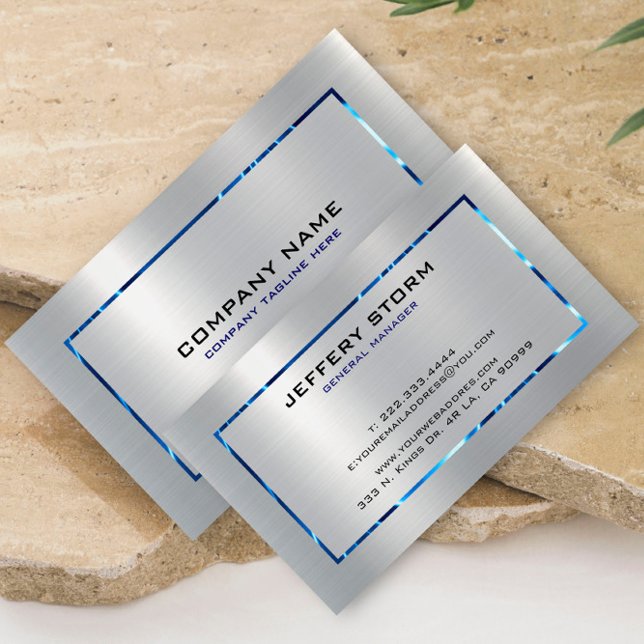 Silver Gray Metallic Textur Gesteinloser Stahl Loo Visitenkarte (Von Creator hochgeladen)