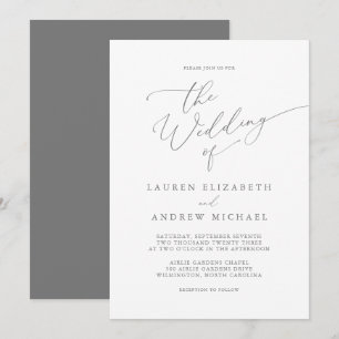 Silver Gray Minimalistisch Wedding Einladung