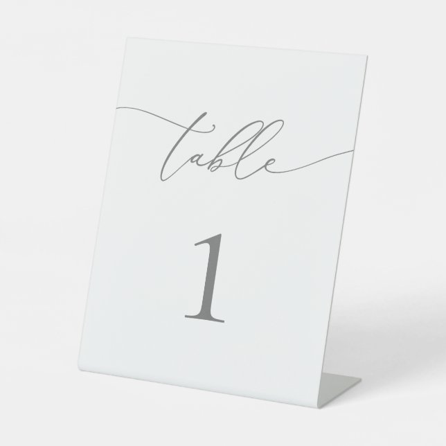 Silver Gray Minimalistische Tischnummer Sockelschild (Vorderseite)