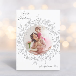 Silver Gray Modern Boho Wildblume Foto Weihnachten