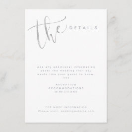 Silver Gray Modern Simple Script Weddetails Begleitkarte