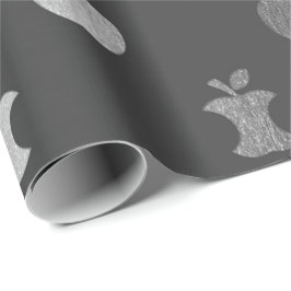 Silver Gray monochromatic Metallic Apfelfrucht Geschenkpapier