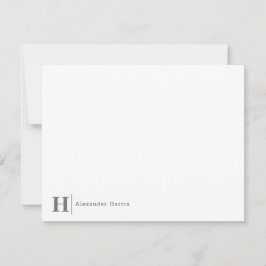 Silver Gray Monogram Line Modernes, einfaches Gesc Mitteilungskarte