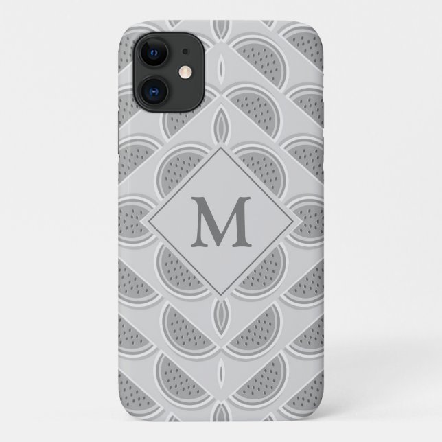Silver Gray Monogram Watermelon Case-Mate iPhone Hülle (Rückseite)
