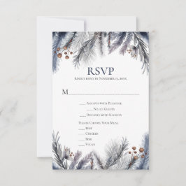 Silver Gray Navy RSVP Karte
