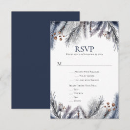 Silver Gray Navy RSVP Karte