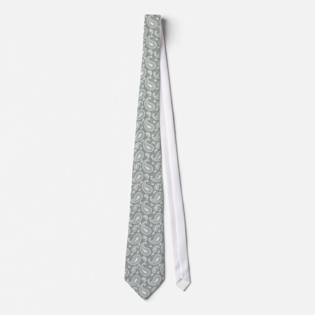Silver Gray Paisley Krawatte (Vorderseite)