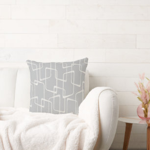 Silver Gray Retro Lino Geometrisches Muster Kissen