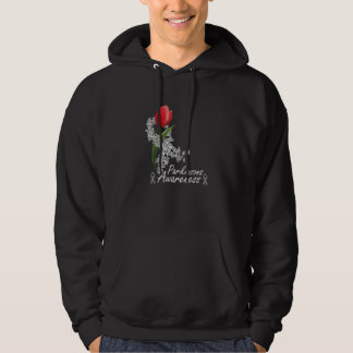 Silver Gray Ribbon Butterfly Tulip Parkinson's Awa Hoodie