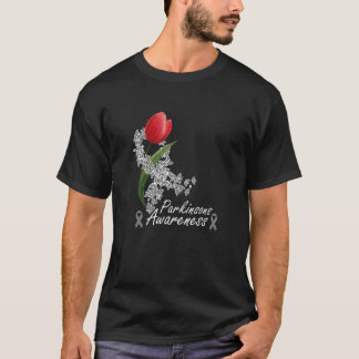 Silver Gray Ribbon Butterfly Tulip Parkinson's Awa T-Shirt