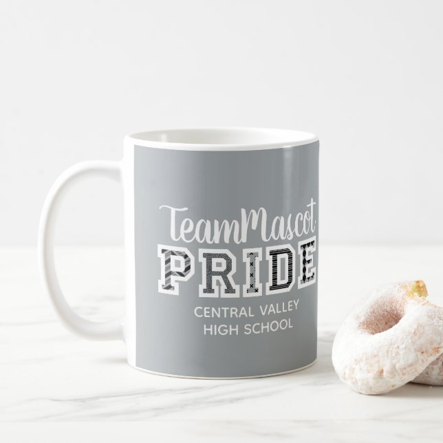 Silver Gray School Pride Mascot Name Kaffeemaschin Kaffeetasse (Mit Donut)